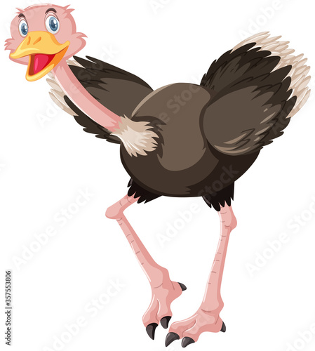 Cute ostrich cartoon character photo