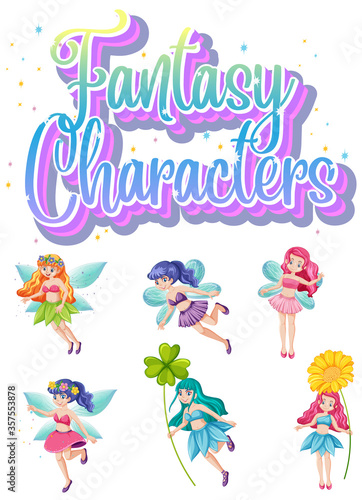 Set of fantasy fairy characters
