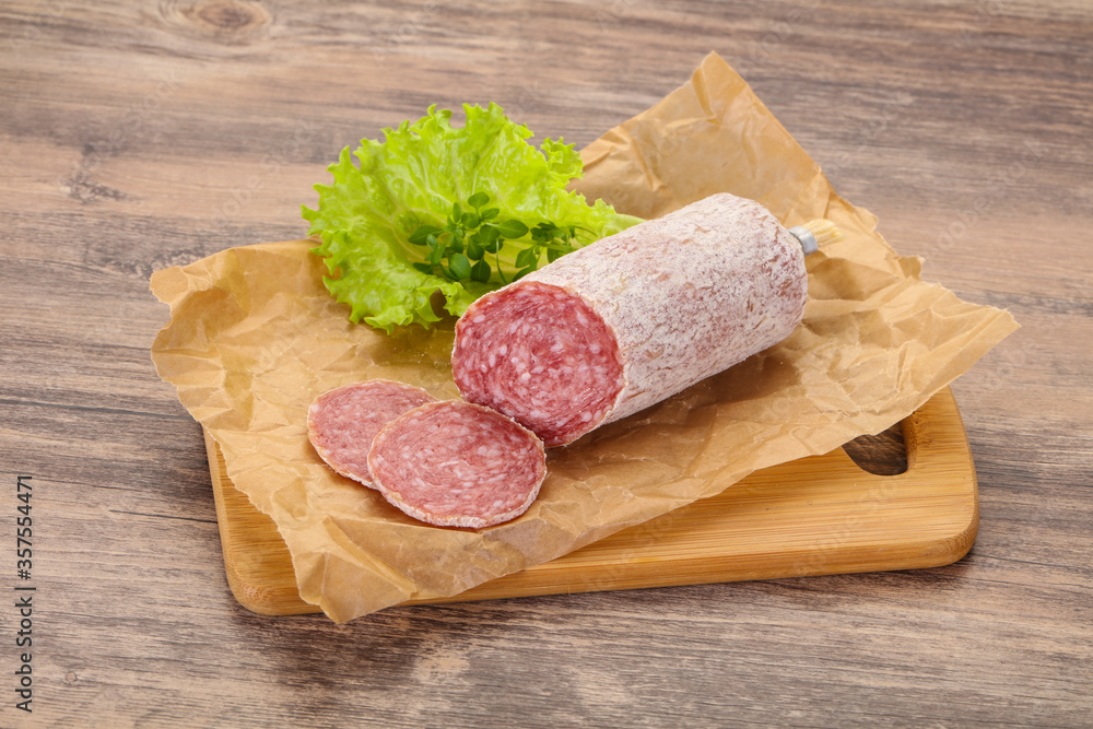 Italian dry Saliami pork sausage Italian dry Saliami pork sausage