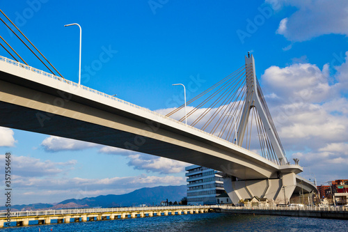 Aomori Bay Bridge in Aomori City, Japan. The bridge is connected between Bay and Port.