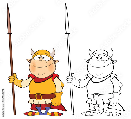 Vector Illustration of a Cute Cartoon Character Knight for you Design ...