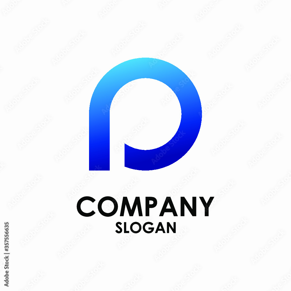 Creative design vector template Letter P Logo. in blue. modern simple logo