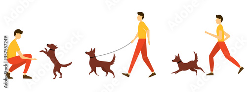 Φωτογραφία Man with a dog in various activities