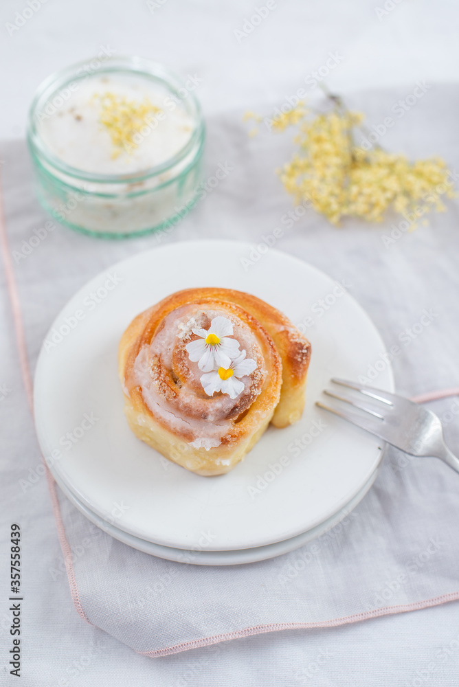 sweet home made elderflower lemon cinnamon rolls