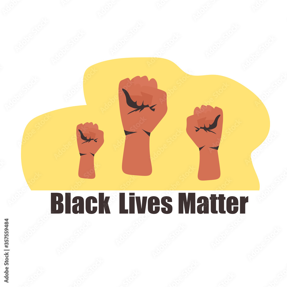 black lives matter banner raised up fists awareness campaign against ...