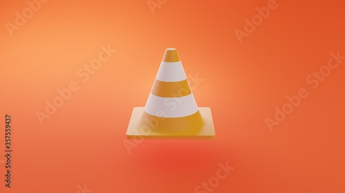 Traffic cone icon media player app 3D illustration  photo
