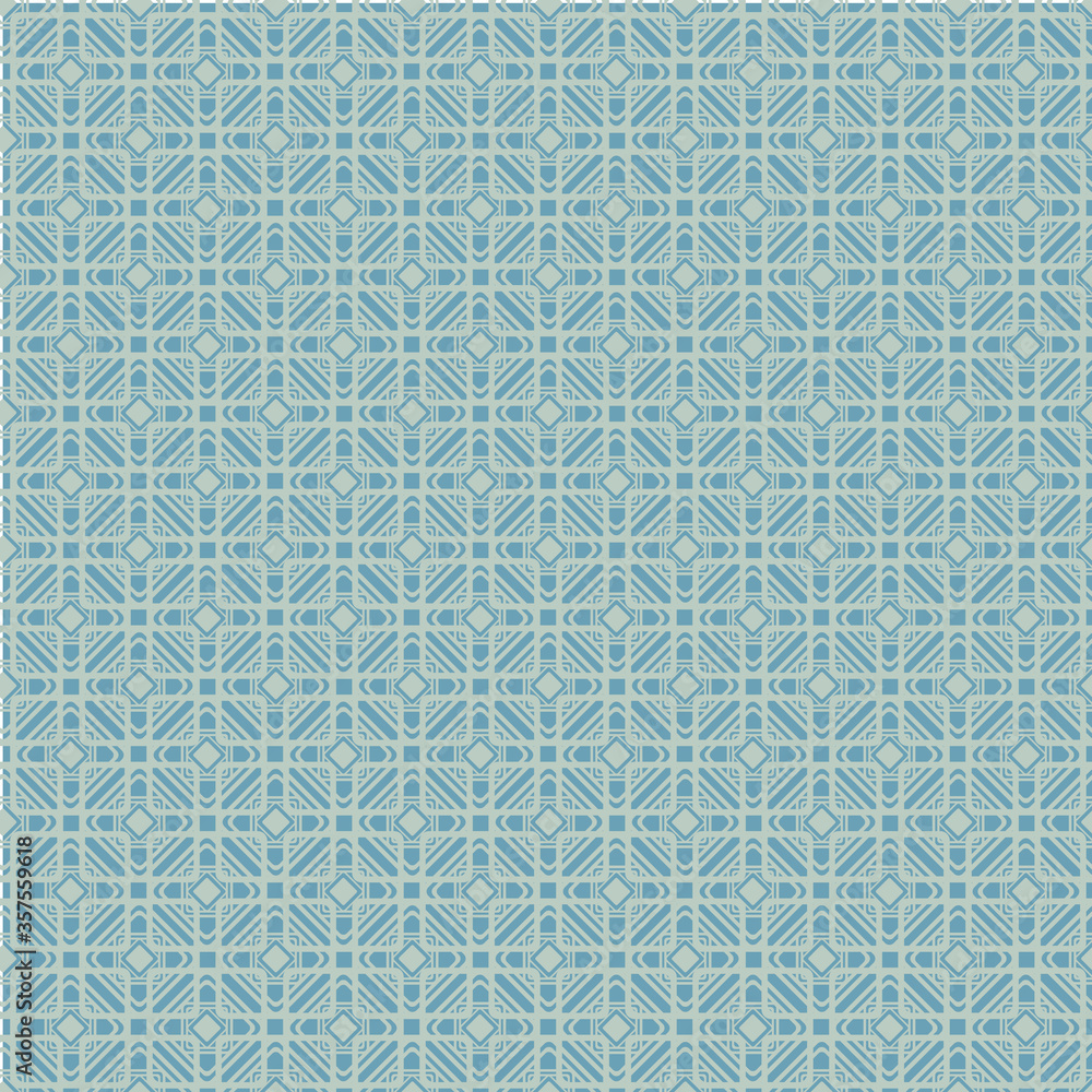Geometric mosaic in blue tones seamless vector pattern. Decorative astracct surface print design for backgrounds, stationery, wallpapers, home decor, gift wrap, and packaging.
