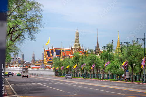 Temple of the Emerald Buddha - Wat Phra Si Rattana Satsadaram / Wat Phra Kaew-Bangkok: June 13, 2020, tourists visit to see the beauty of The Grand Palace, in Phra Nakhon District, Thailand.