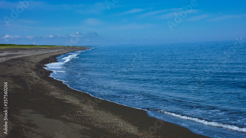 北海道、海、波、青、空