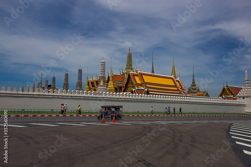 Temple of the Emerald Buddha - Wat Phra Si Rattana Satsadaram / Wat Phra Kaew-Bangkok: June 13, 2020, tourists visit to see the beauty of The Grand Palace, in Phra Nakhon District, Thailand.
