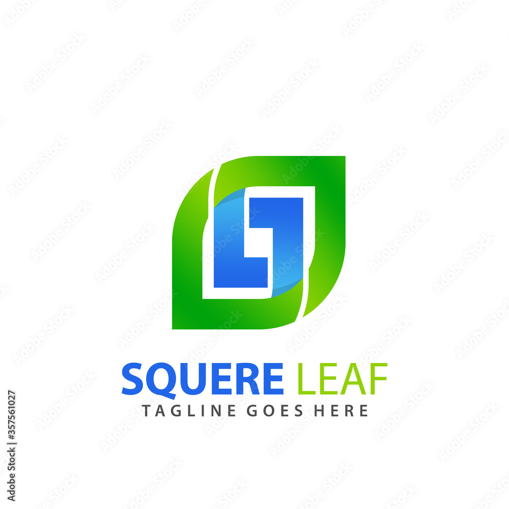 Abstract Gradient Square andLeaf Modern Logo Design Vector Illustration