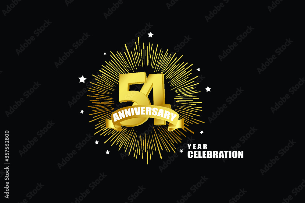 Fototapeta premium 54 years anniversary celebration logotype. anniversary logo with golden isolated on black background, vector design for celebration, invitation greeting card-Vector