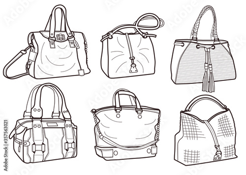 collection of fashionable women's bags (coloring book).