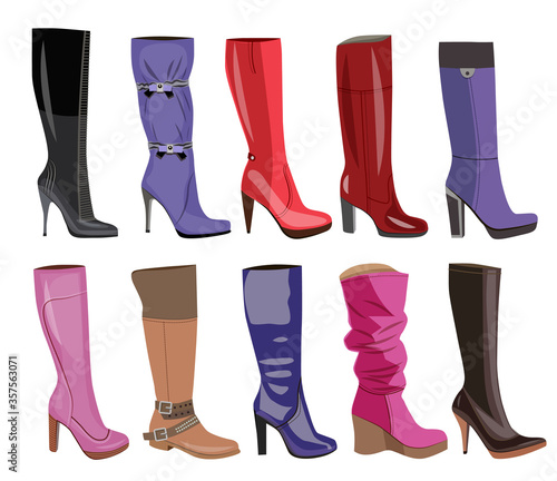 collection of fashionable women's boots