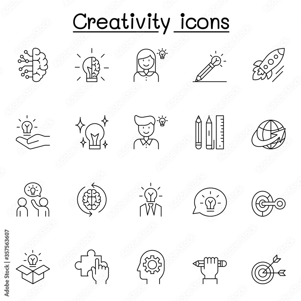 Fototapeta premium Creative icons set in thin line style