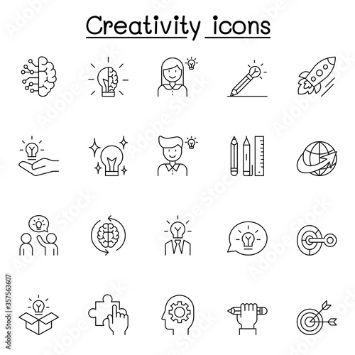 Creative icons set in thin line style