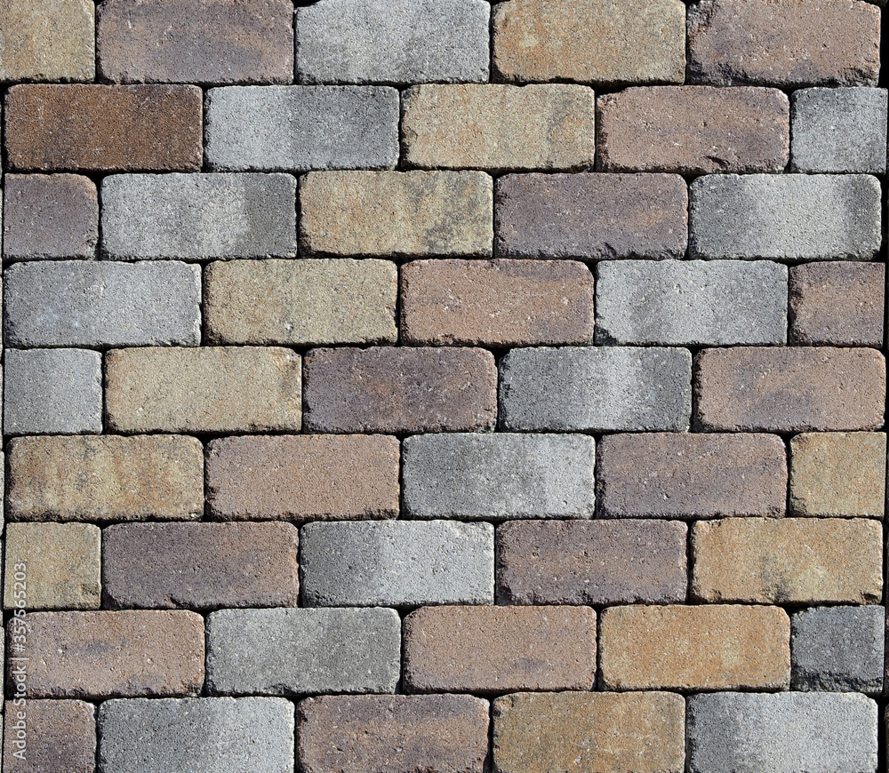 Tiles for outdoors pavements, also used as brick for surrounding wall. The colors are soft, from yellow to blue gray Tiles for outdoors pavements, also used as brick for surrounding wall. The colors are soft, from yellow to blue gray