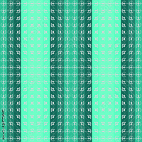 Seamless geometric striped checkered green pattern, wallpaper with ornament of multicolored stripes, squares onturquoise background, design for fabric, wrapping paper, packaging, tablecloths, covers photo