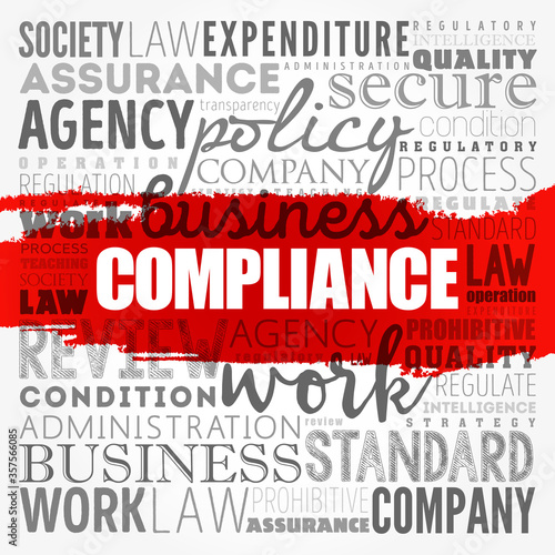 Compliance word cloud collage  business concept background