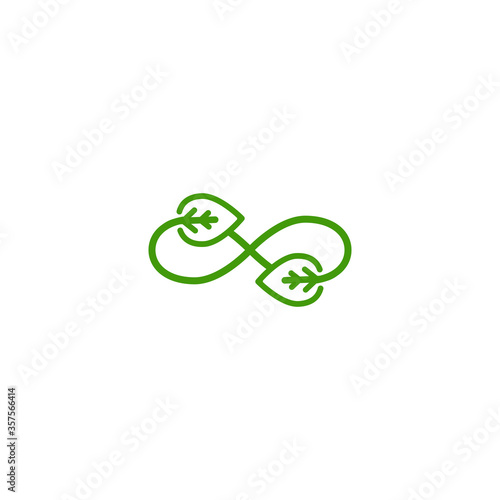 infinity sign with leaves arrows. endless resource. eco recycle icon.