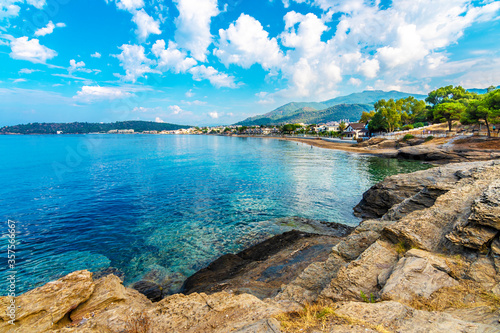 Fototapeta Naklejka Na Ścianę i Meble -  Ozdere Town coastline view in Izmir Province of Turkey