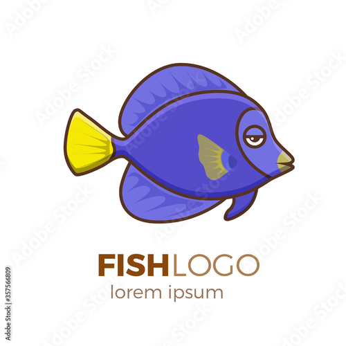 Cute fish vector illustration icons set. Tropical fish, sea fish, aquarium fish