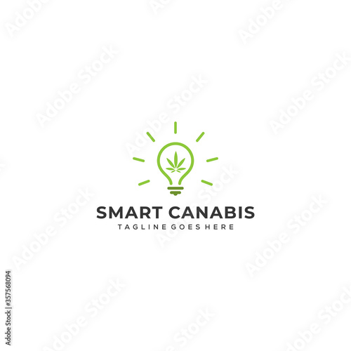 Silhouette of smart Cannabis marijuana hemp leaf for CBD THC logo design