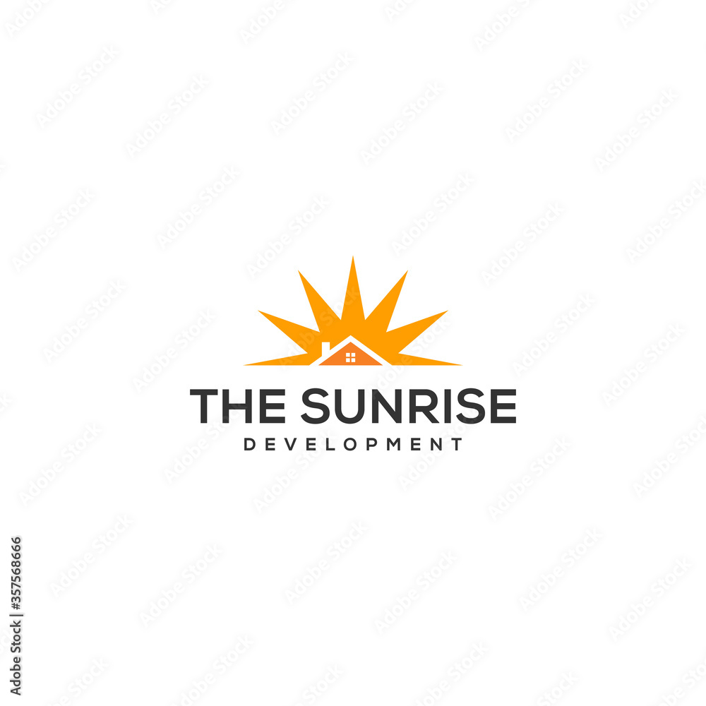 Creative simple modern sunny house logo design template