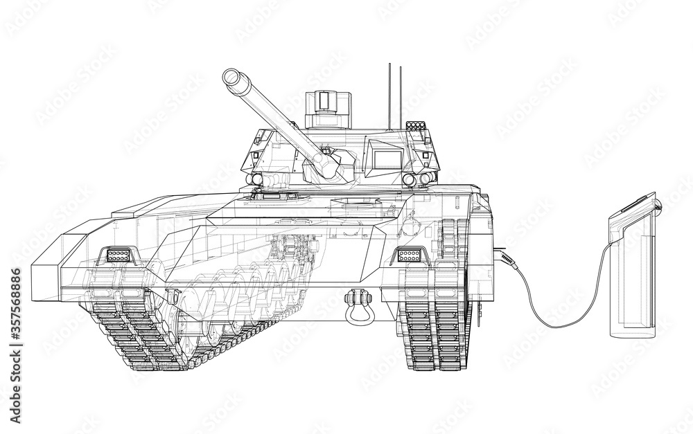 Electric Tank Charging Station Sketch. Vector