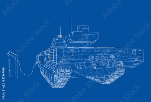 Electric Tank Charging Station Sketch. Vector