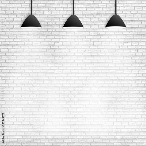 lamp on white brick wall background