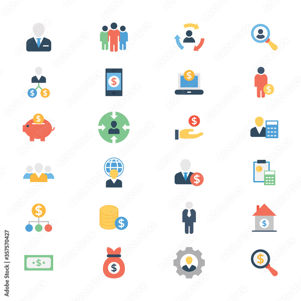 Pack Of Investor Flat Icons Pack Of Investor Flat Icons