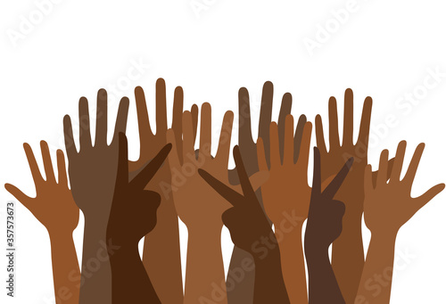 black lives matter words concept banner or poster with many black human hands, stock vector illustration
