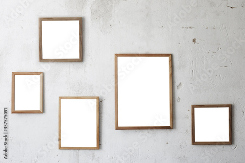 wooden frame on old white wall