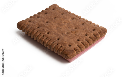 cookies with pink chocolate isolated