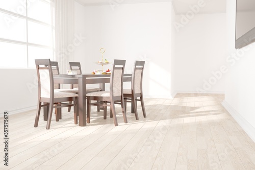 modern dinner room interior design. 3D illustration