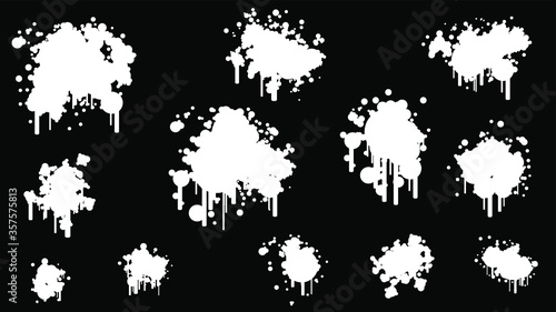 White Spray Different Set Paint Blot Element Vector Object Brush