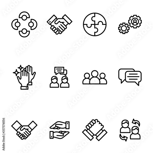 Business Cooperation Line Vector Pack 