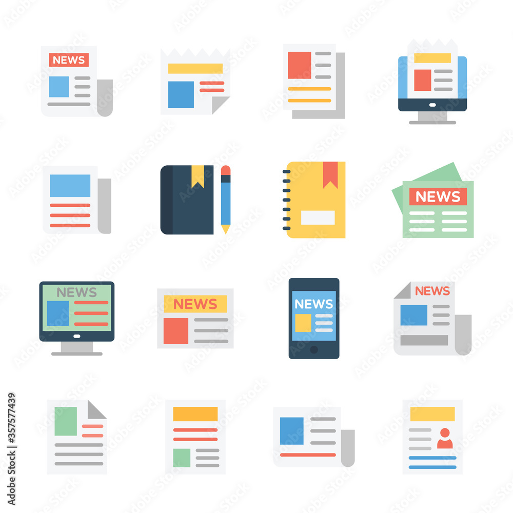 Media Paper Flat Icons Pack Media Paper Flat Icons Pack