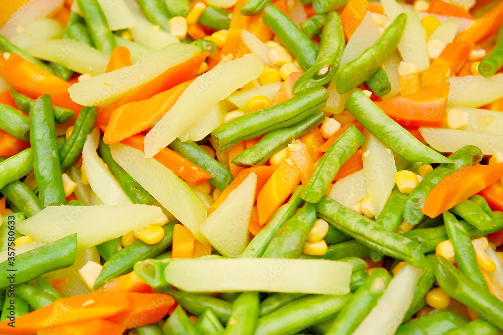 Mixed vegetables with beans, carrots, corn, and others Mixed vegetables with beans, carrots, corn, and others
