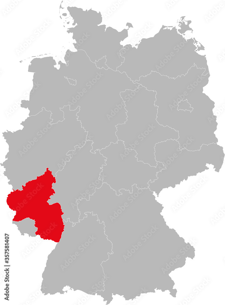 Obraz premium Rhineland-Palatinate state isolated on Germany map. Business concepts and backgrounds.
