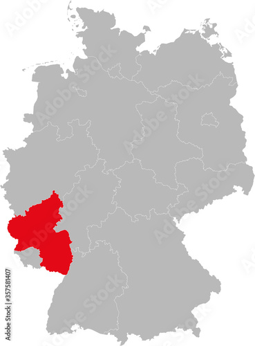Rhineland-Palatinate state isolated on Germany map. Business concepts and backgrounds.