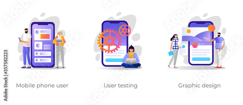 Mobile phone user, user testing, graphic design metaphors.