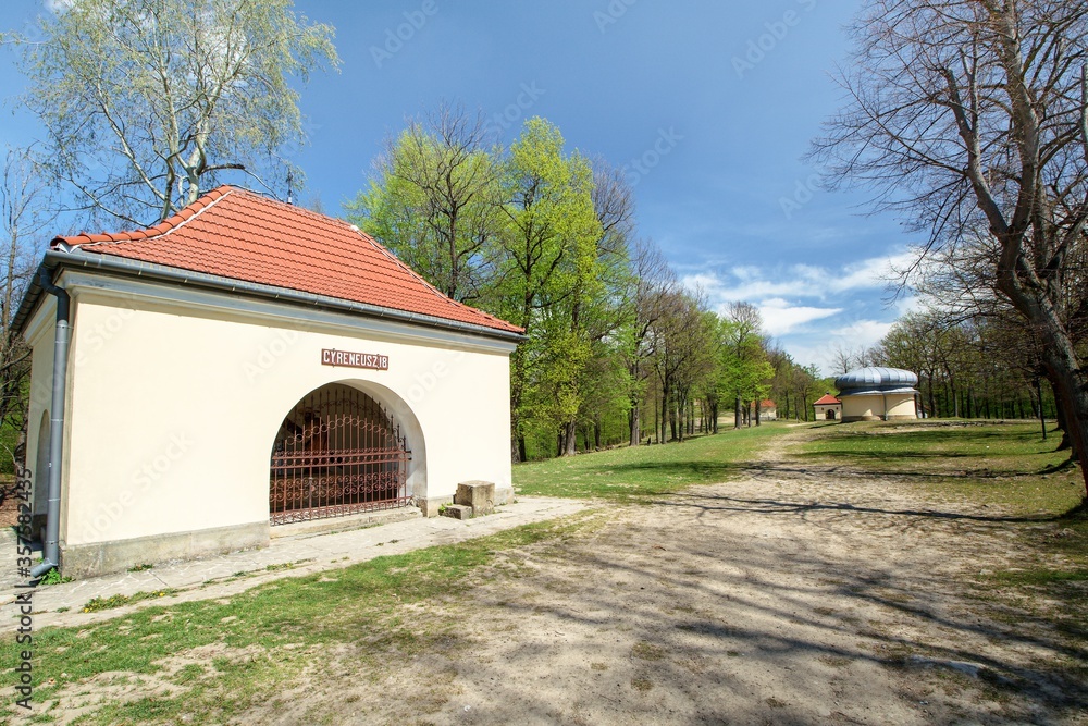 Fototapeta premium Kalwaria Zebrzydowska. Pathways of Our Lady and Our Lord Jesus. Cyreneusz Chapel. Poland.