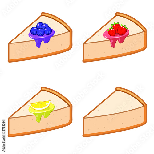 set of berry cheesecakes and desserts