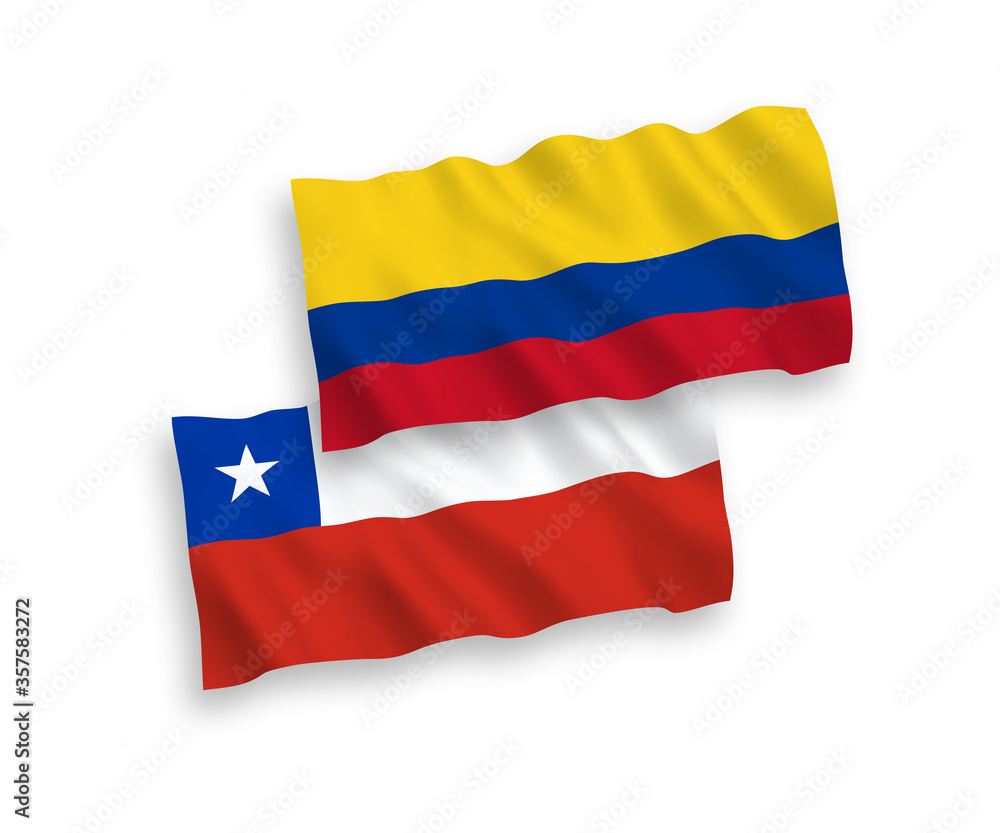 Flags of Chile and Colombia on a white background Flags of Chile and Colombia on a white background