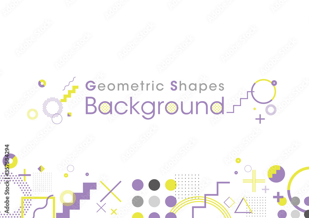 Background composed of geometric shapes. Vector data. Violet, purple and yellow.