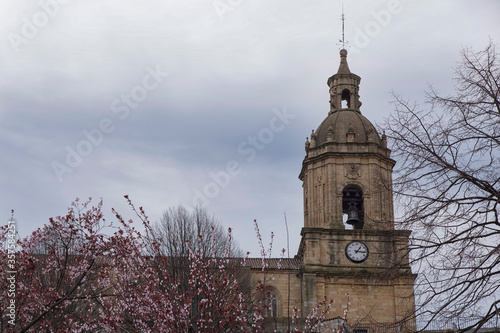 Clock tower of the Basilica of Santa Maria de Portugalete, Biscay, Basque Country, Spain, Europe.