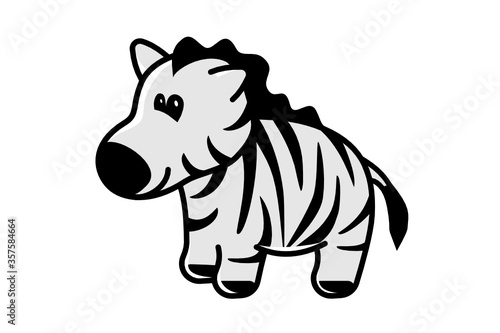Happy zebra flat cartoon vector on white background.
