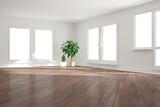 modern empty room with plants interior design. 3D illustration